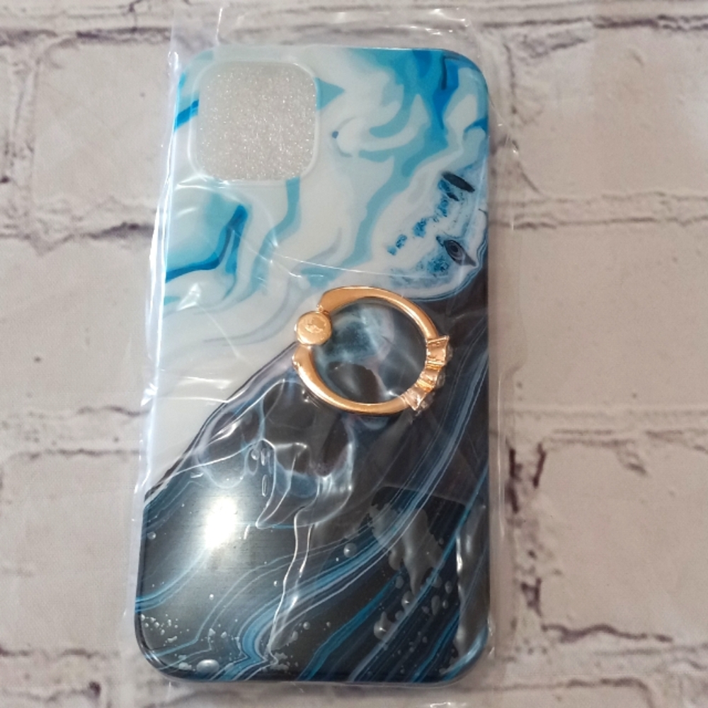 NWT Phone Case for IPhone 12 (5.4) Navy and Light Blue Swirl Pattern